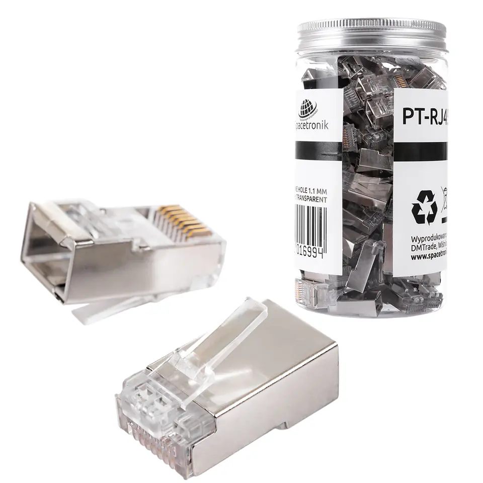 ⁨Wtyk RJ45 przelotowy kat.6 FTP PT-RJ456FT-1 100szt⁩ w sklepie Wasserman.eu