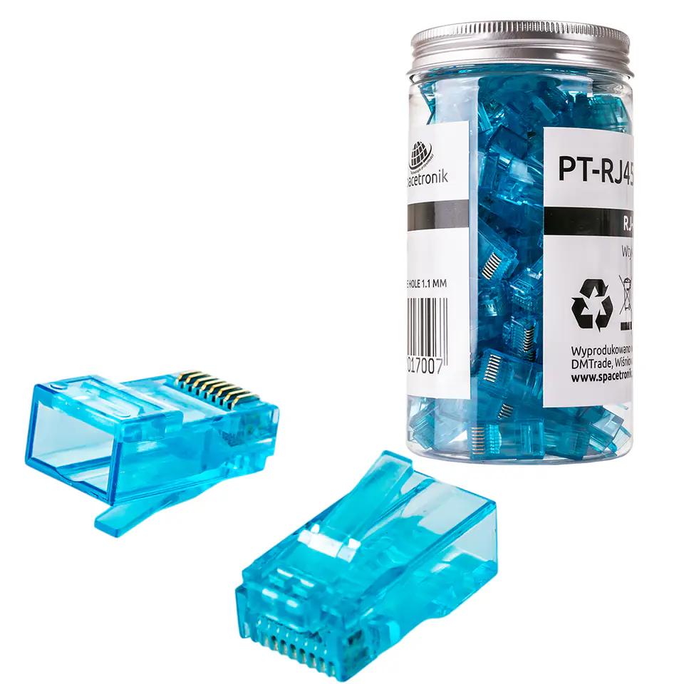 ⁨Wtyk RJ45 przelotowy kat.6 UTP PT-RJ456UB-1 100szt⁩ w sklepie Wasserman.eu