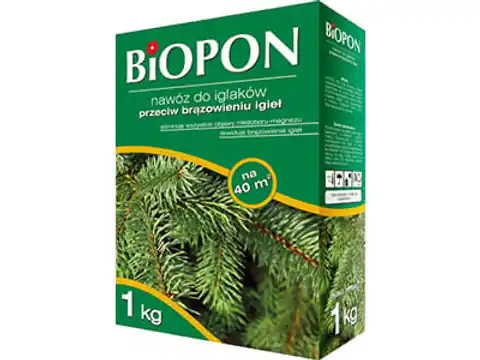 ⁨Nawóz Biopon do iglaków przeciw brązowieniu 1kg⁩ w sklepie Wasserman.eu