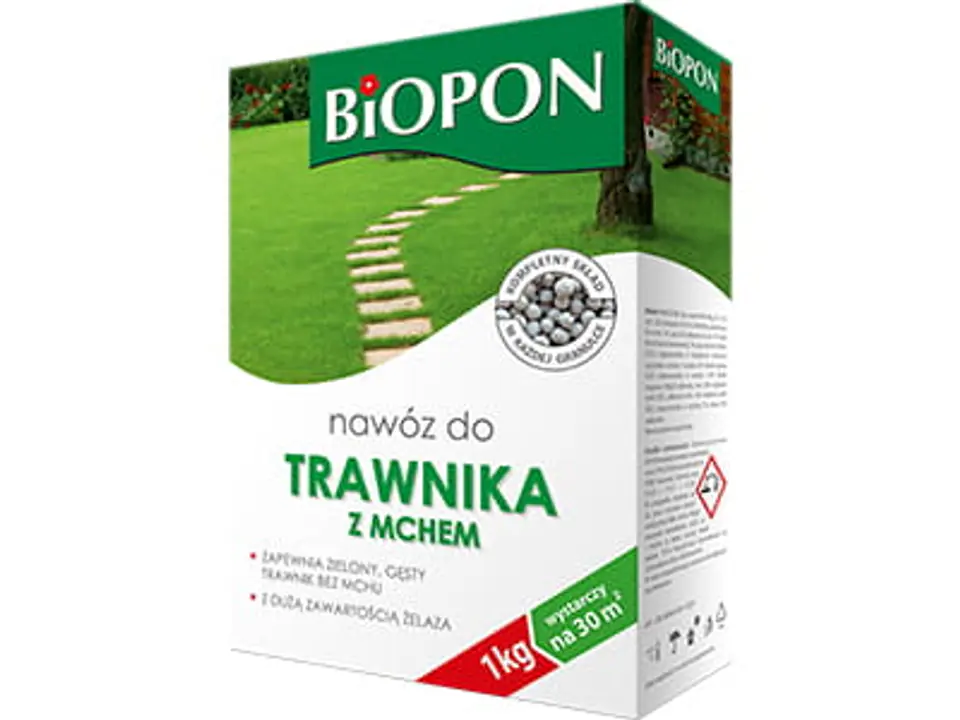 ⁨Biopon fertilizer for grass with moss 1 kg carton 8637⁩ at Wasserman.eu