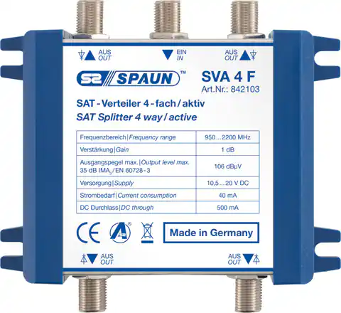 ⁨Rozgałeźnik SAT quattro/wideband Spaun SVA 4F⁩ w sklepie Wasserman.eu