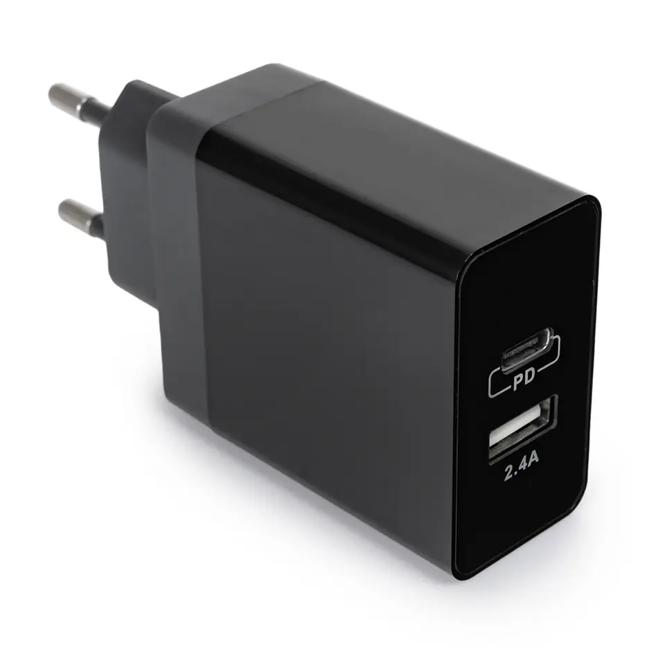 ⁨Ładowarka 2w1 USB-C USB PD Quick 17W 3.4A SPC-01B⁩ w sklepie Wasserman.eu