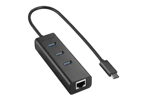 ⁨Adapter USB-C 3.1 na RJ45 + USB3.0 x3 SPU-C3U1R⁩ w sklepie Wasserman.eu