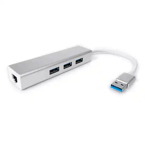 ⁨Multiport USB na 3 USB + RJ45 SPU-M06 srebrny⁩ w sklepie Wasserman.eu