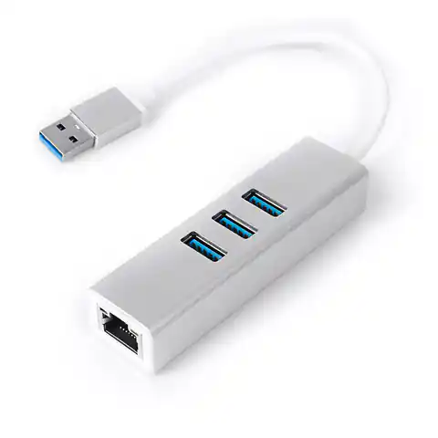 ⁨Multiport USB na 3 USB + RJ45 SPU-M07 srebrny⁩ w sklepie Wasserman.eu