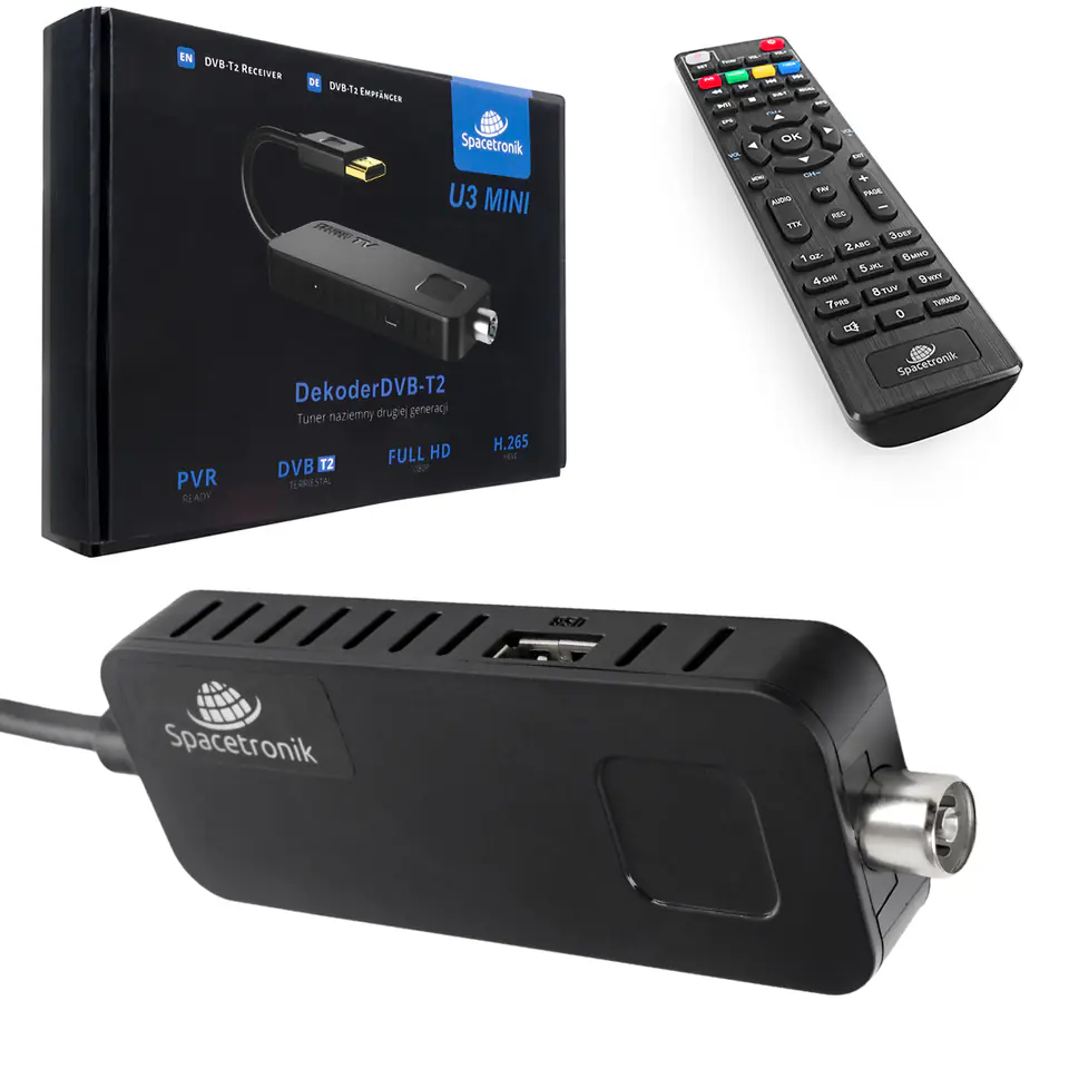 ⁨Tuner H.265 DVB-T2 HDMI Spacetronik U3 MINI⁩ w sklepie Wasserman.eu