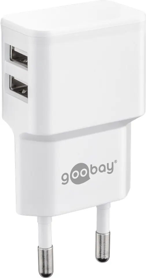 ⁨Ładowarka sieciowa 2x USB 2,4A Goobay biała⁩ w sklepie Wasserman.eu