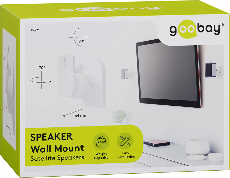 ⁨In-wall speaker mount 3,5kg Goobay white x2⁩ at Wasserman.eu