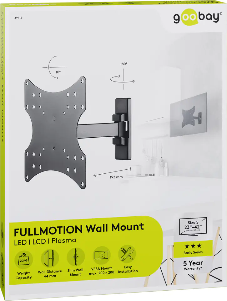 Uchwyt TV Goobay BASIC FULLMOTION XS 23"-42" 20kg w sklepie Wasserman.eu
