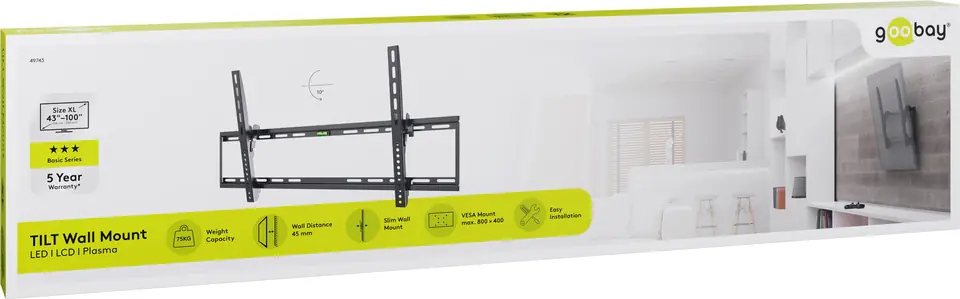Uchwyt TV Goobay BASIC TILT XL 43"-100" do 75kg w sklepie Wasserman.eu