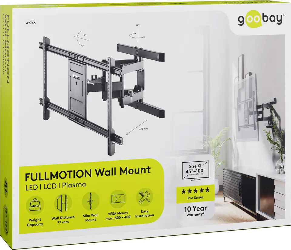 ⁨TV holder Goobay PRO FULLMOTION XL 43"-100" 60kg⁩ at Wasserman.eu