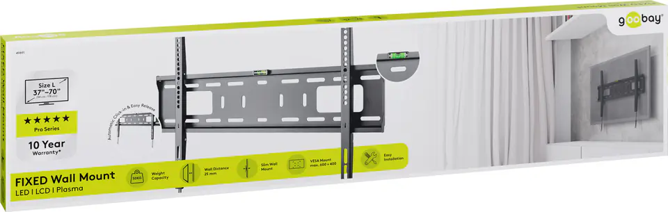 ⁨TV Mount Goobay PRO FIXED L 37"-70" to 50kg⁩ at Wasserman.eu