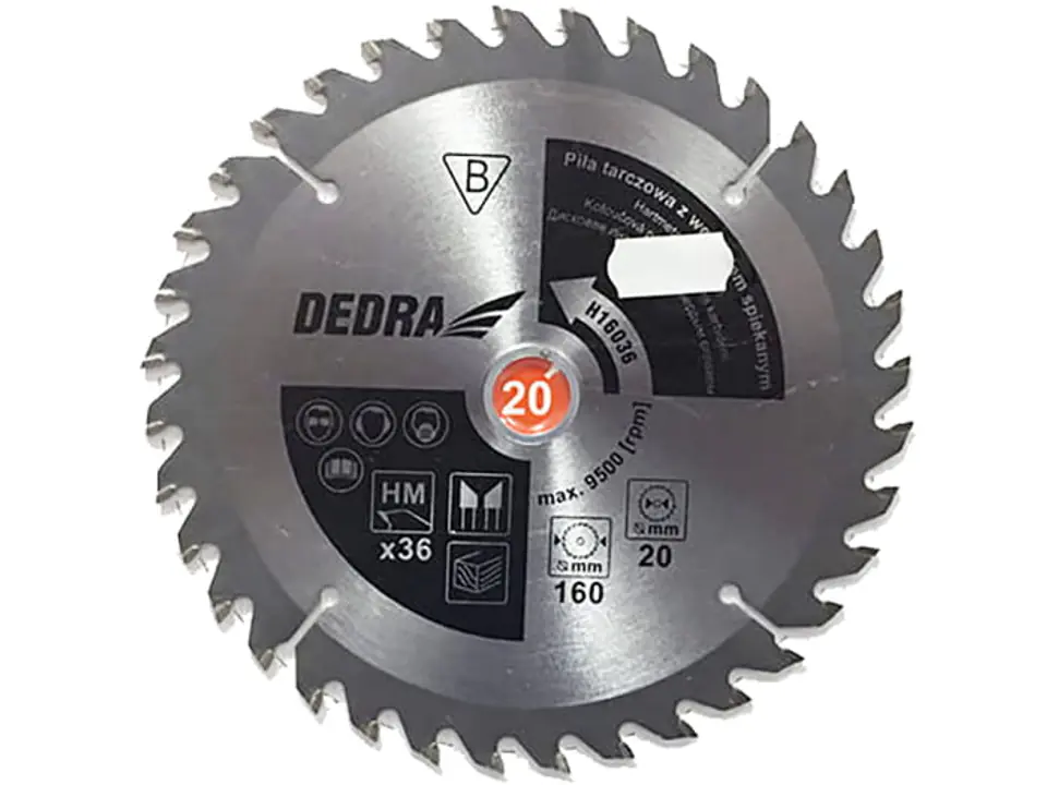 ⁨Wood circular saw Dedra carbide (160 mm, 36 teeth)⁩ at Wasserman.eu