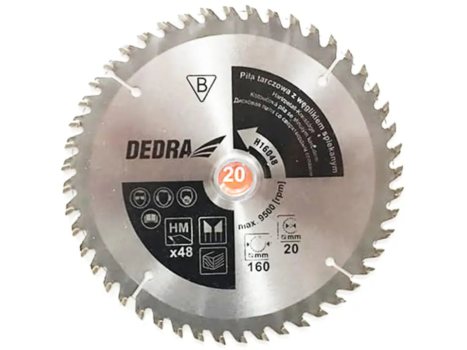 ⁨Wood circular saw Dedra carbide (160 mm, 48 teeth)⁩ at Wasserman.eu