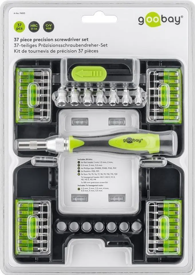 ⁨Screwdriver + bits/caps SET 37-elem. Goobay⁩ at Wasserman.eu