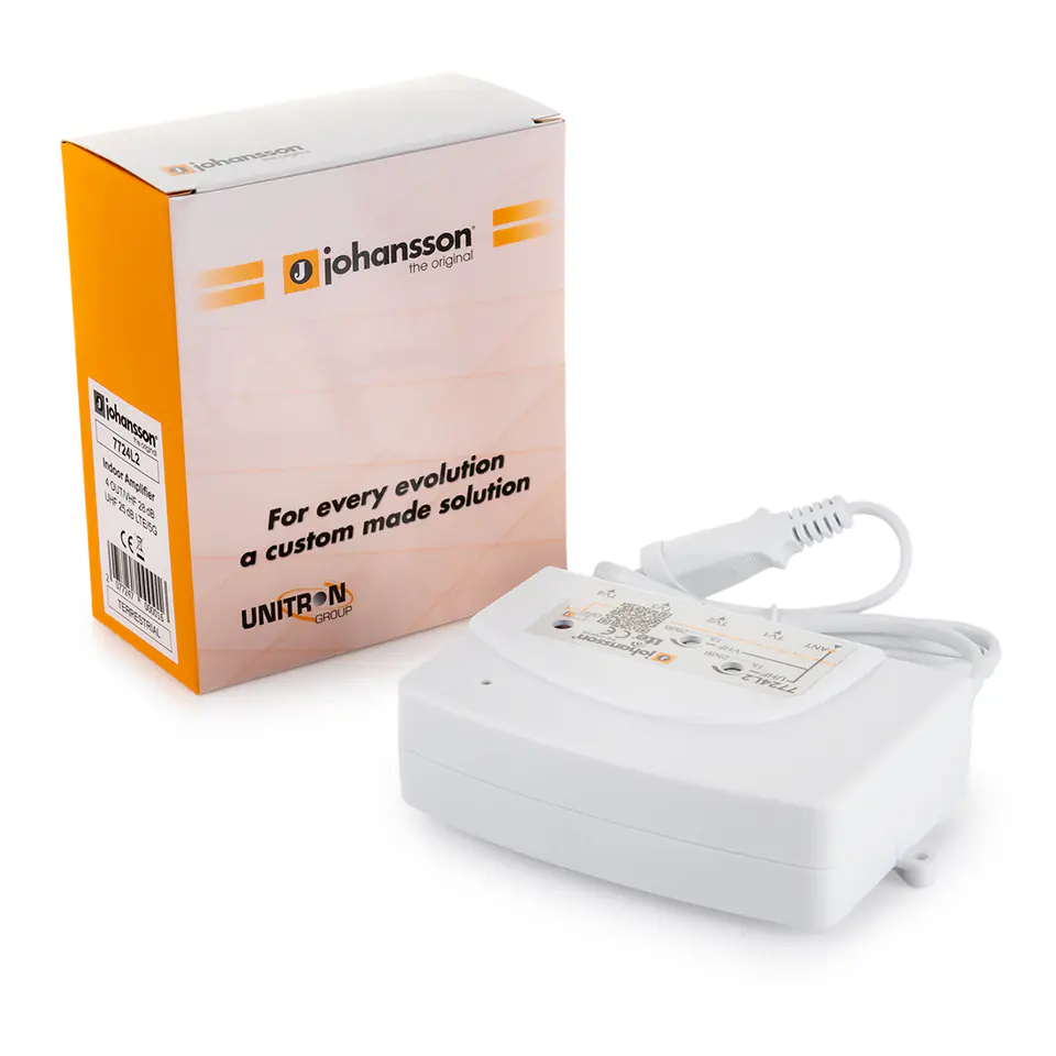 ⁨Wzmacniacz UHF+VHF 28dB 4xOUT Johansson 7724L2 5G⁩ w sklepie Wasserman.eu