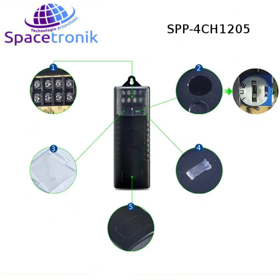 Zasilacz CCTV Spacetronik SPP-4CH1205 12V 5A w sklepie Wasserman.eu