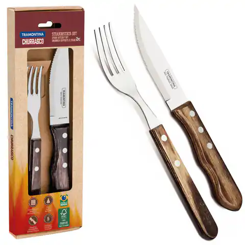 ⁨Set of cutlery for stainless steel steaks in gift packaging Churrasco JUMBO set 2 el.⁩ at Wasserman.eu