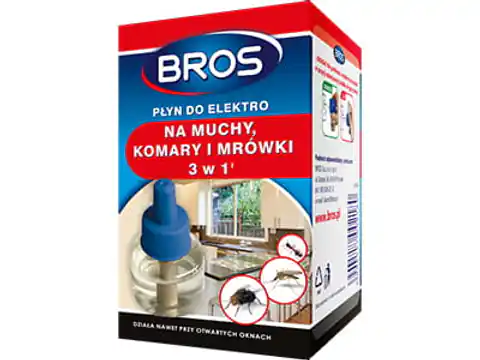 ⁨3in1 Flüssigkeit für Bros Elektro gegen Fliegen, Mücken und Ameisen⁩ im Wasserman.eu