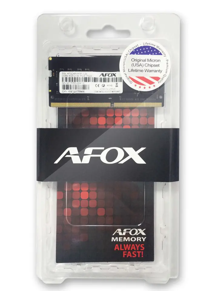⁨AFOX SO-DIMM DDR4 8GB 2133MHZ MICRON CHIP AFSD48VH1P⁩ w sklepie Wasserman.eu