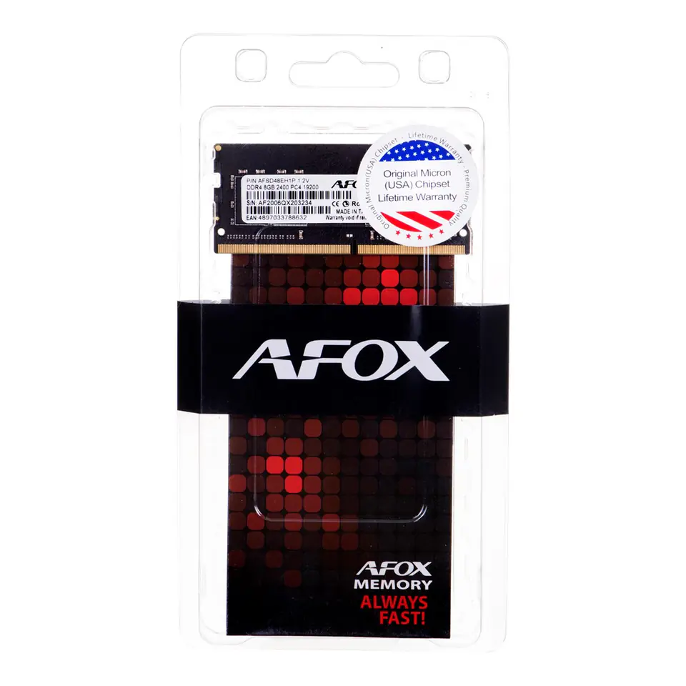 ⁨AFOX SO-DIMM DDR4 8G 2400MHZ MICRON CHIP AFSD48EH1P⁩ w sklepie Wasserman.eu
