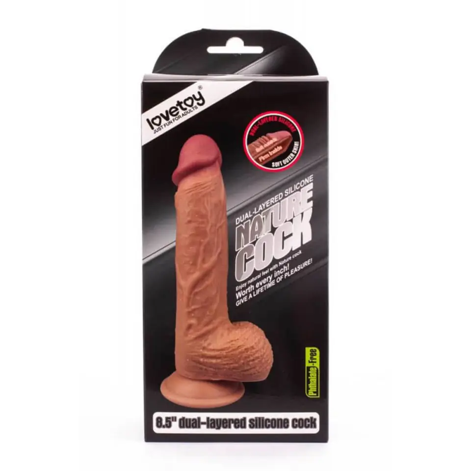 ⁨Dildo silikonowe z przyssawką Dual Layered Liquid 21,5 cm Lovetoy⁩ w sklepie Wasserman.eu