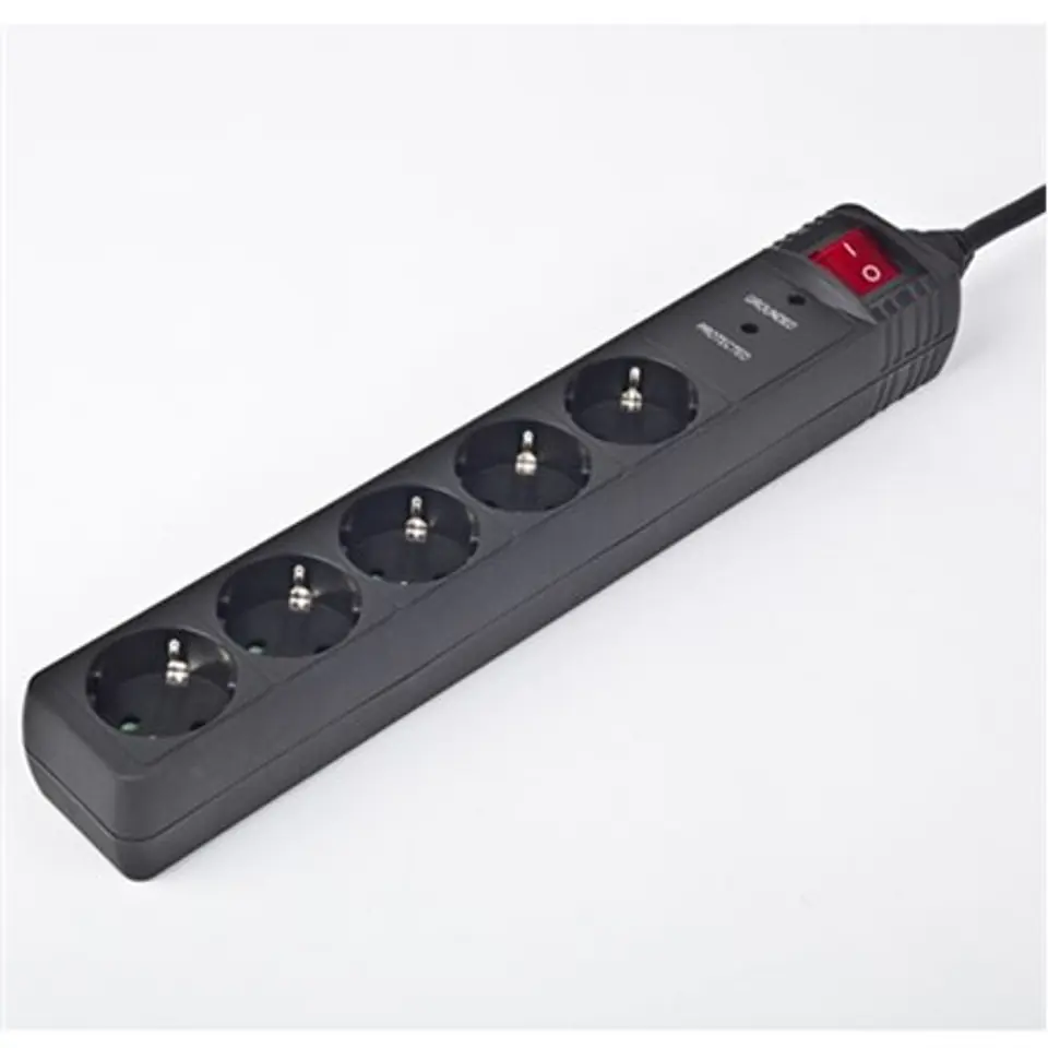 ⁨Gembird SPG5-C-10 surge protector Black 5 AC outlet(s) 250 V 3 m⁩ at Wasserman.eu