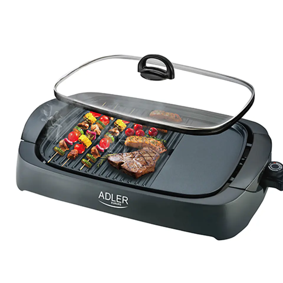 ⁨Adler Electric Grill AD 6610 Table, 3000 W, Black,Glass lid⁩ at Wasserman.eu