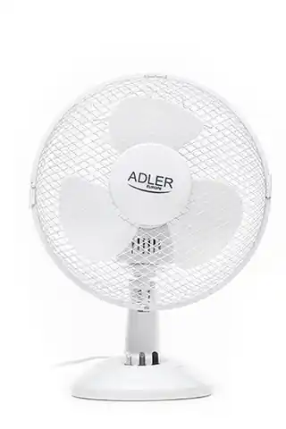 ⁨Adler AD 7302 Desk Fan, Number of speeds 2, 60 W, Oscillation, Diameter 23 cm, White⁩ at Wasserman.eu