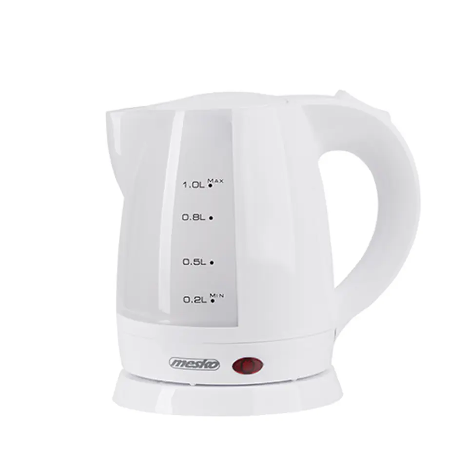 ⁨Mesko Kettle MS 1276 Standard, Plastic, White, 1600 W, 360° rotational base, 1 L⁩ at Wasserman.eu