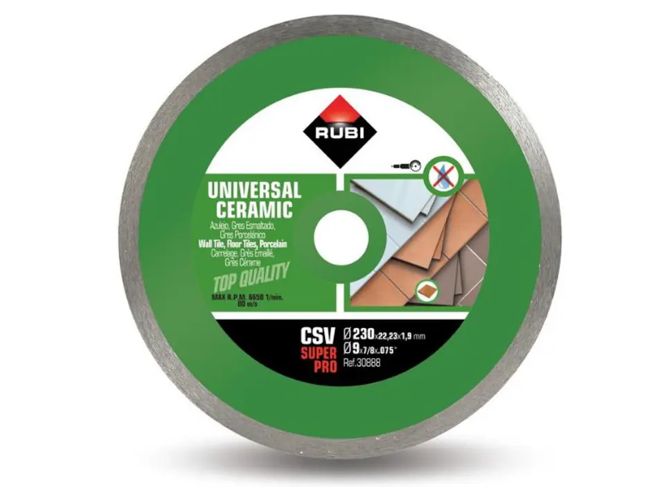 ⁨DIAMOND BLADE FOR WALL TILES, 230 SUPRPRO CSV⁩ at Wasserman.eu