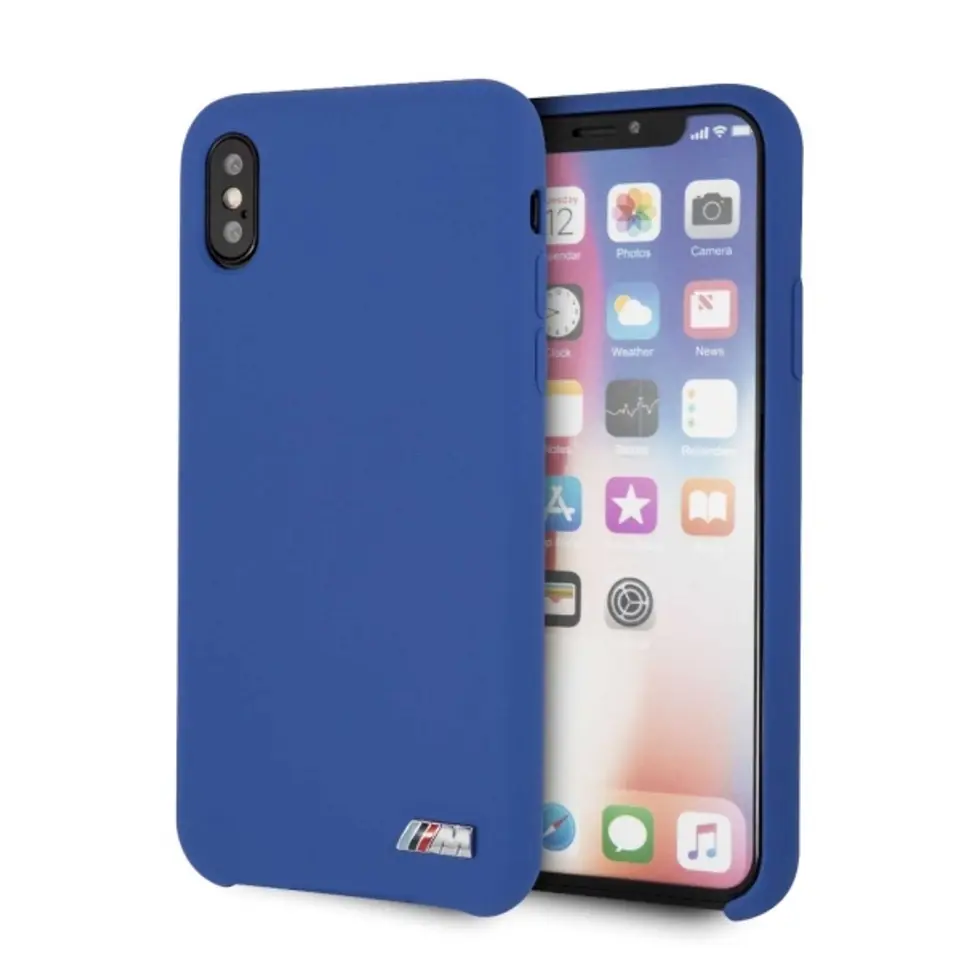 ⁨Etui hardcase BMW BMHCPXMSILNA iPhone X /Xs niebieski/navy Silicone M Collection⁩ w sklepie Wasserman.eu