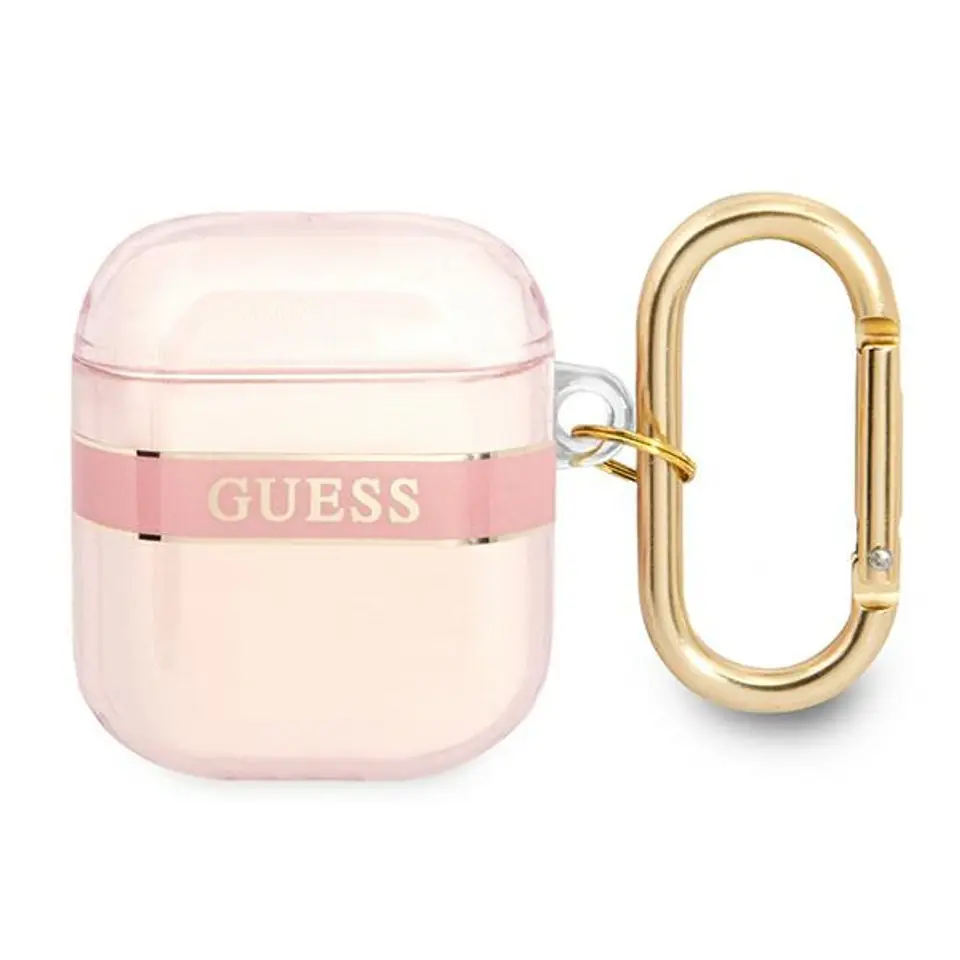 ⁨Guess  GUA2HHTSP AirPods cover różowy/pink Strap Collection⁩ w sklepie Wasserman.eu