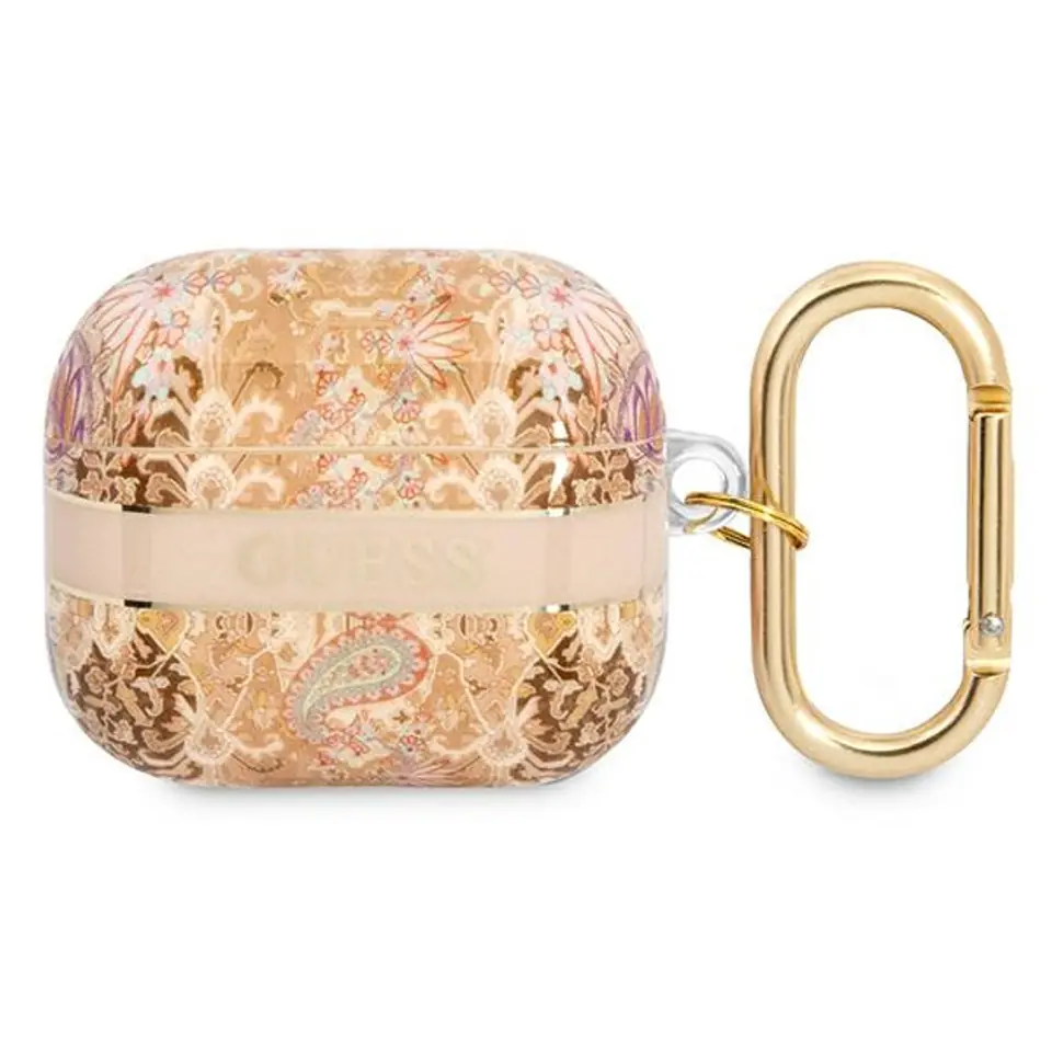 ⁨Guess  GUA3HHFLD AirPods 3 cover złoty/gold Paisley Strap Collection⁩ w sklepie Wasserman.eu