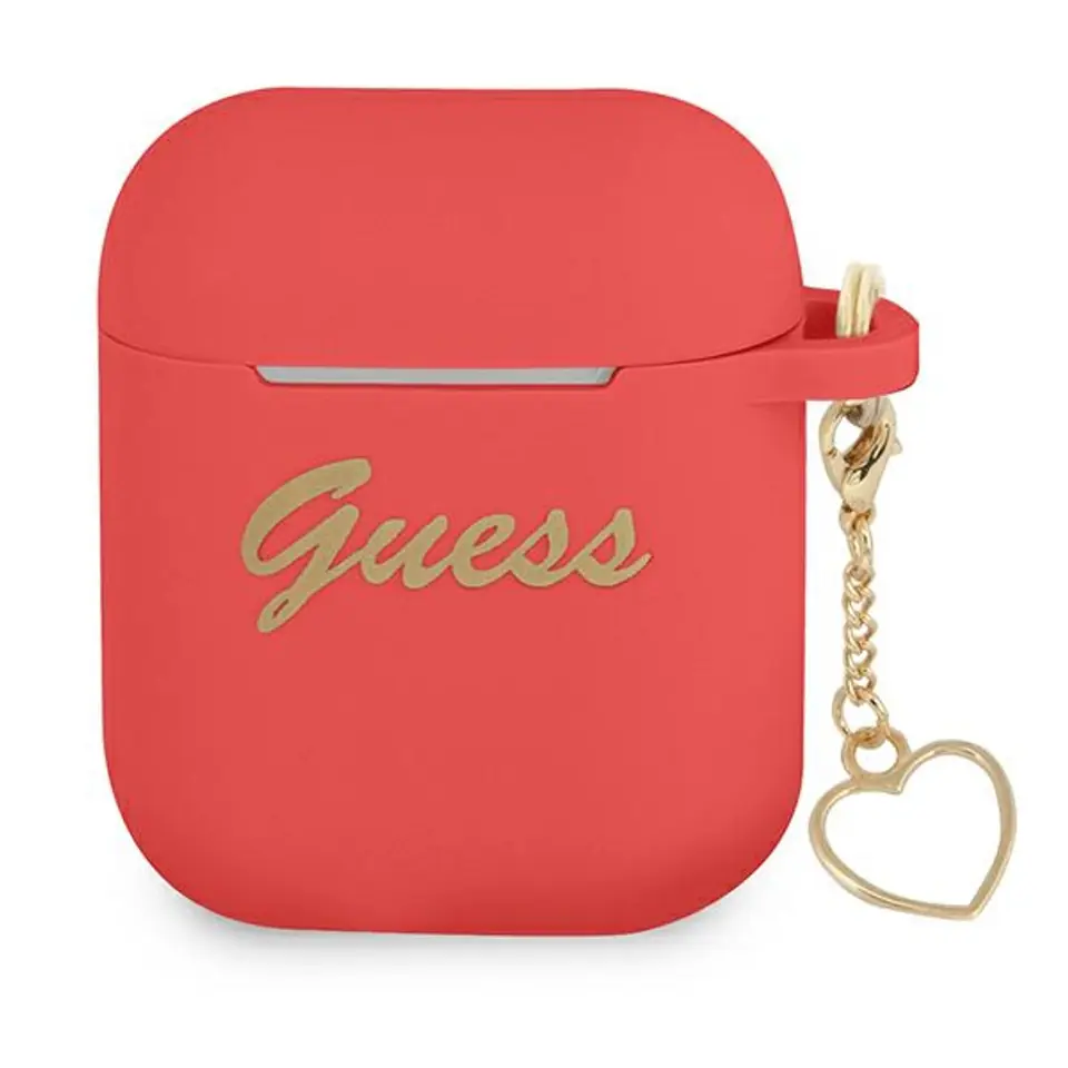 ⁨Guess GUA2LSCHSR AirPods cover czerwony/red Silicone Charm Heart Collection⁩ w sklepie Wasserman.eu