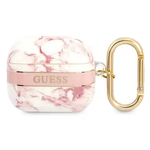 ⁨Guess GUA3HCHMAP AirPods 3 cover różowy/pink Marble Strap Collection⁩ w sklepie Wasserman.eu