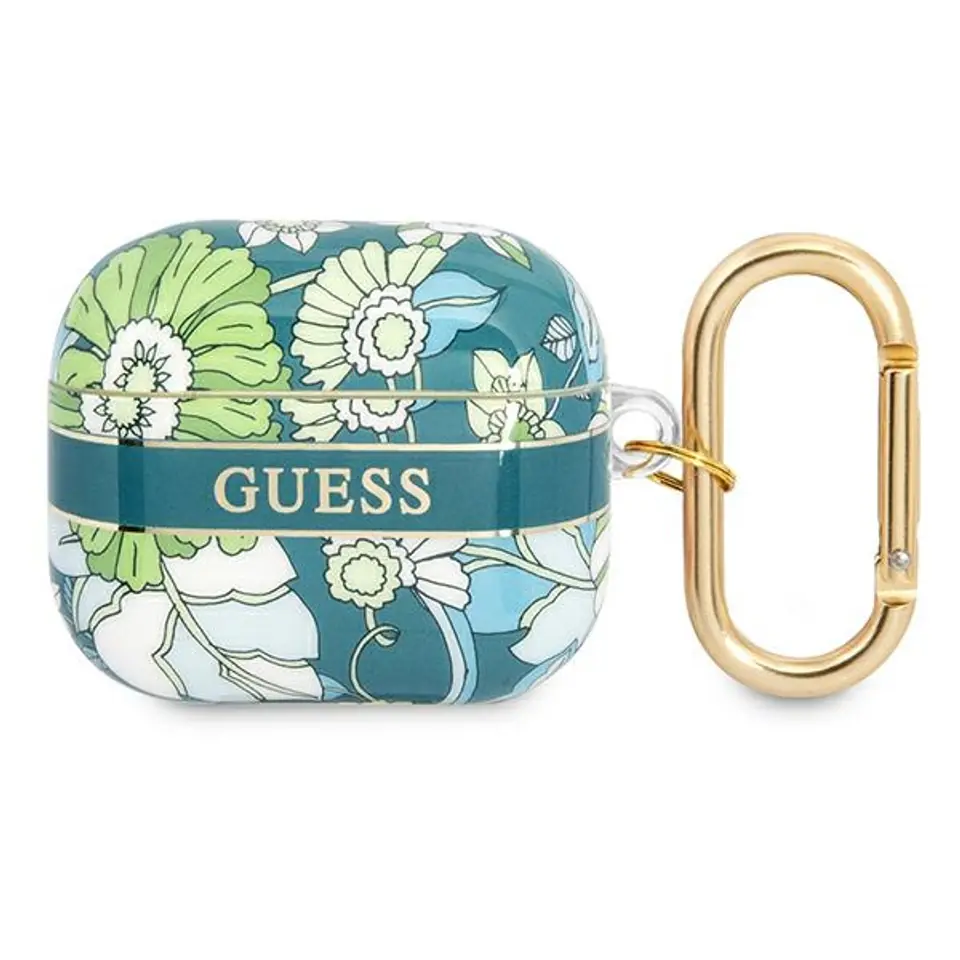 ⁨Guess GUA3HHFLN AirPods 3 cover green/green Flower Strap Collection⁩ at Wasserman.eu