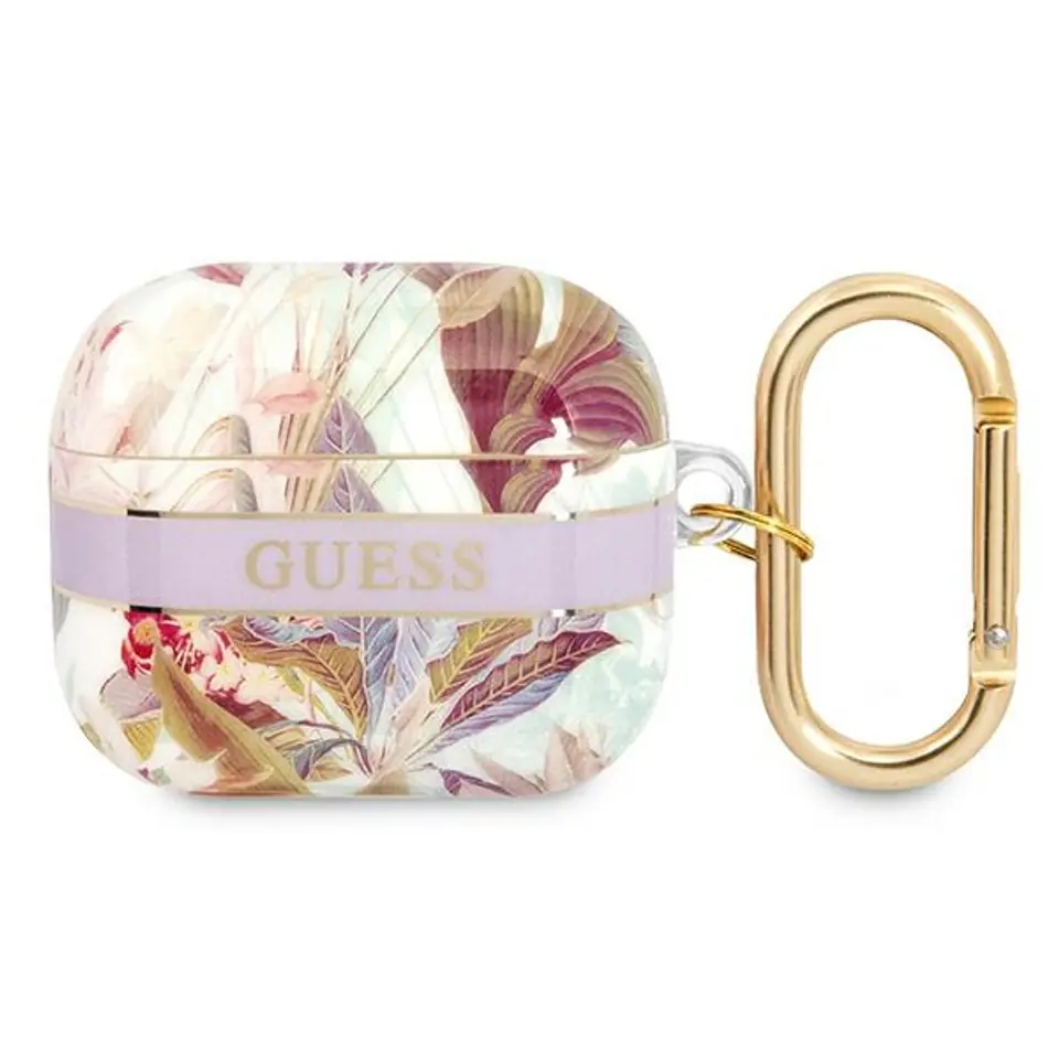 ⁨Guess GUA3HHFLU AirPods 3 cover fioletowy/purple Flower Strap Collection⁩ w sklepie Wasserman.eu