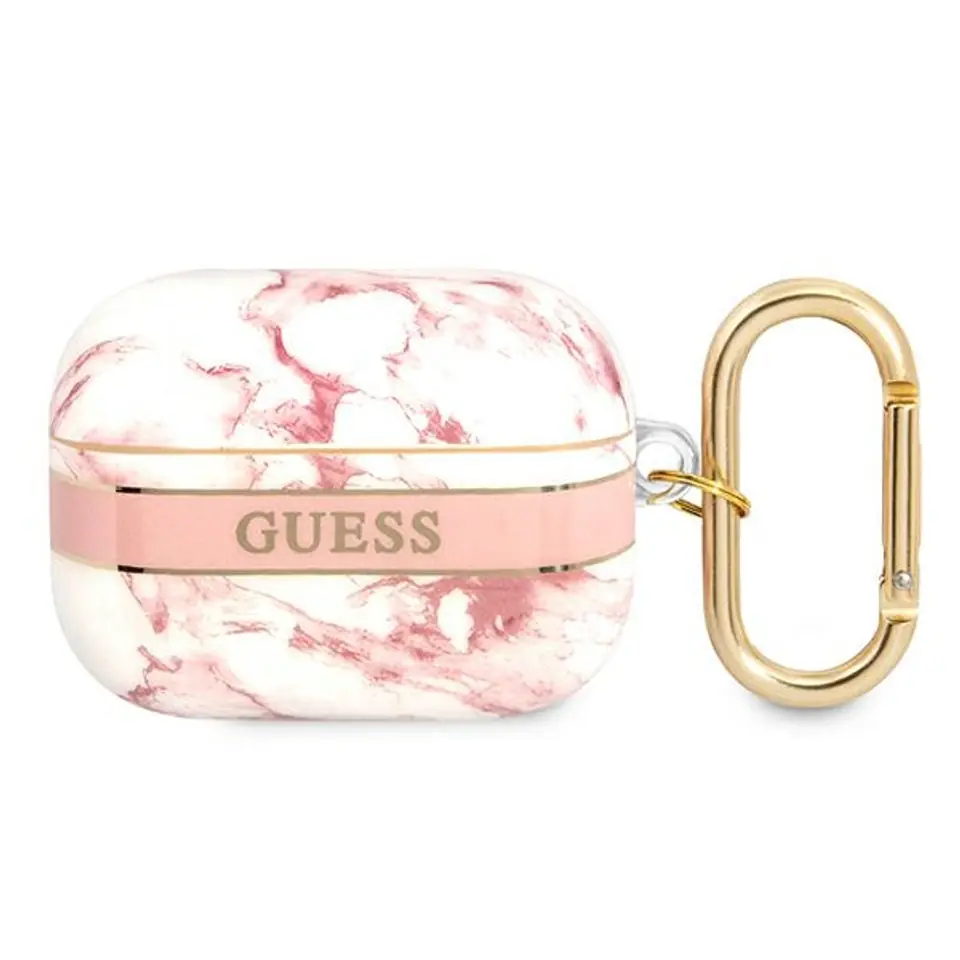 ⁨Guess GUAPHCHMAP AirPods Pro cover różowy/pink Marble Strap Collection⁩ w sklepie Wasserman.eu