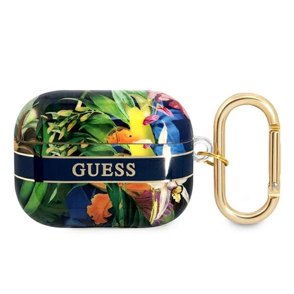 ⁨Guess GUAPHHFLB AirPods Pro cover blue/blue Flower Strap Collection⁩ at Wasserman.eu