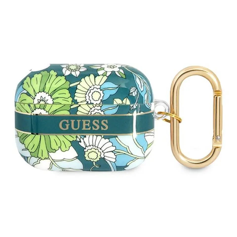 ⁨Guess GUAPHHFLN AirPods Pro cover zielony/green Flower Strap Collection⁩ w sklepie Wasserman.eu