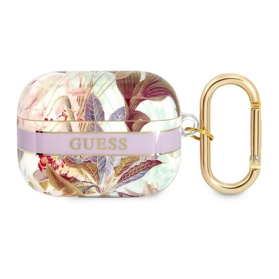 ⁨Guess GUAPHHFLU AirPods Pro cover purple/purple Flower Strap Collection⁩ at Wasserman.eu