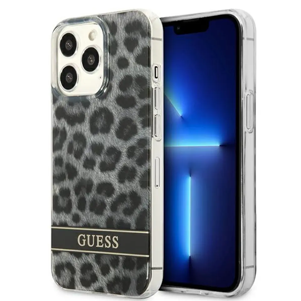 ⁨Guess GUHCP13LHSLEOK iPhone 13 Pro / 13 6.1" grey/grey hardcase Leopard⁩ at Wasserman.eu