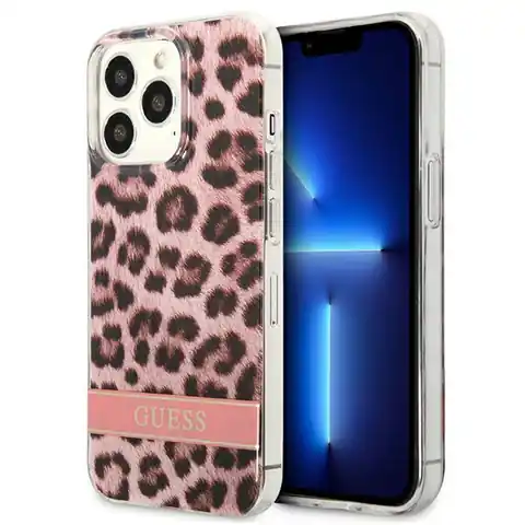 ⁨Guess GUHCP13LHSLEOP iPhone 13 Pro / 13 6,1" różowy/pink hardcase Leopard⁩ w sklepie Wasserman.eu