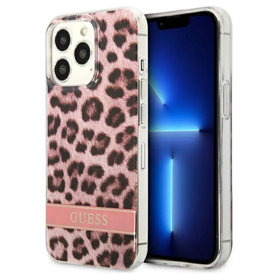 ⁨Guess GUHCP13LHSLEOP iPhone 13 Pro / 13 6,1" różowy/pink hardcase Leopard⁩ w sklepie Wasserman.eu