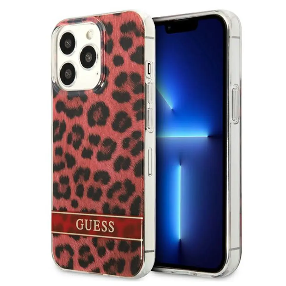 ⁨Guess GUHCP13LHSLEOR iPhone 13 Pro / 13 6.1" red/red hardcase Leopard⁩ at Wasserman.eu