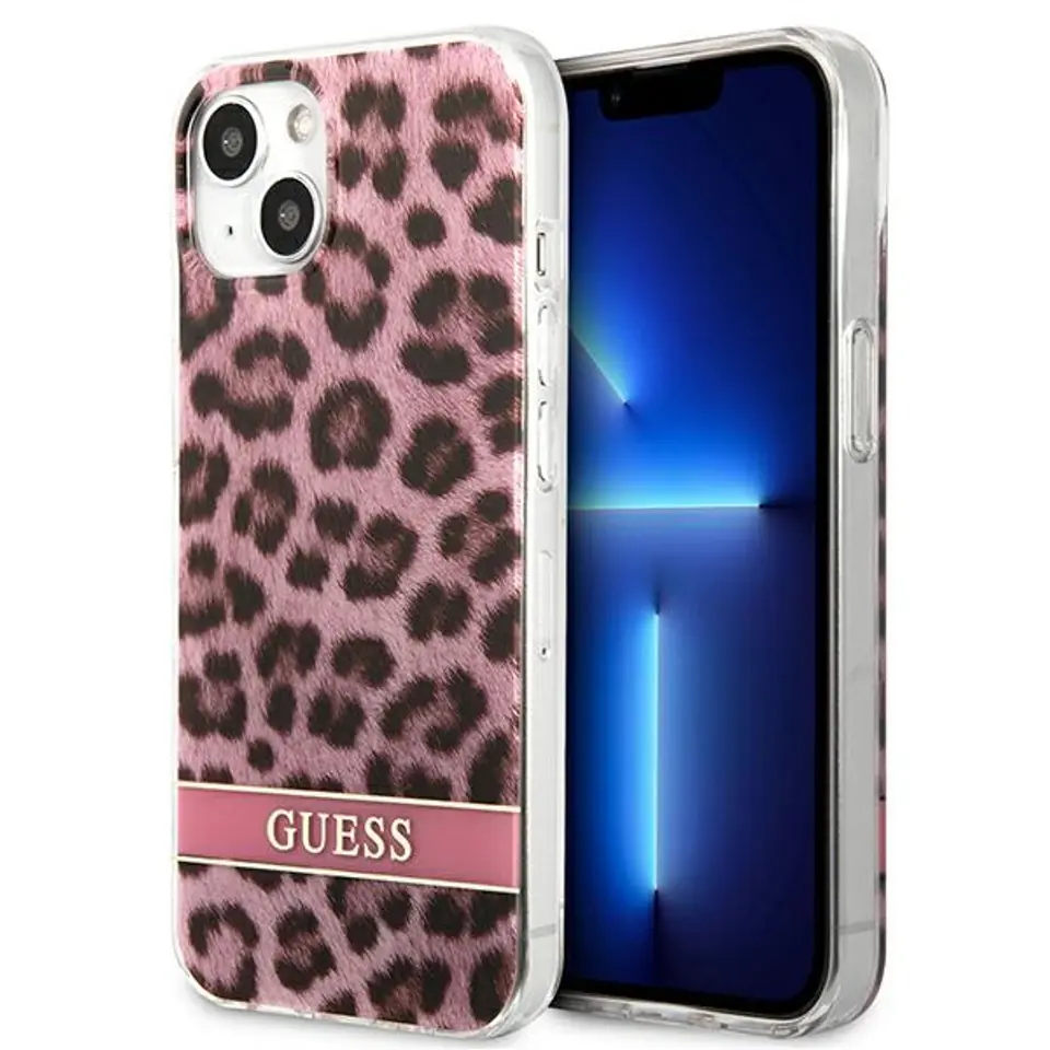 ⁨Guess GUHCP13SHSLEOP iPhone 13 mini 5,4" różowy/pink hardcase Leopard⁩ w sklepie Wasserman.eu