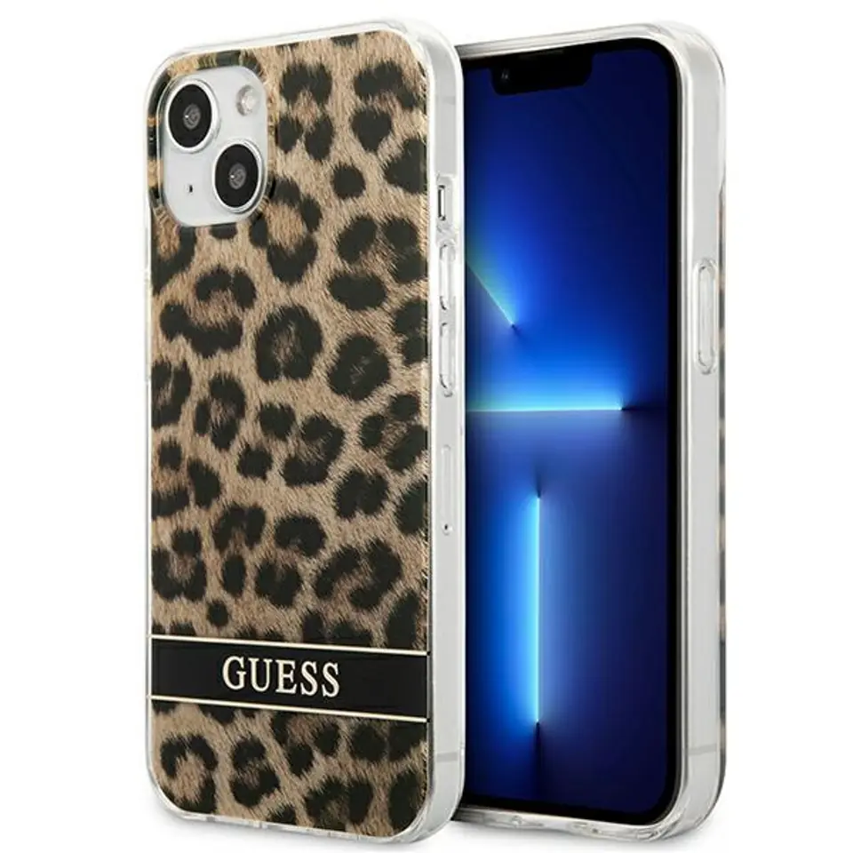 ⁨Guess GUHCP13SHSLEOW iPhone 13 mini 5,4" brązowy/brown hardcase Leopard⁩ w sklepie Wasserman.eu