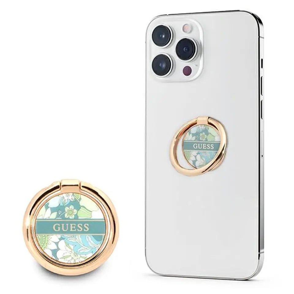 ⁨Guess Ring Stand Flower - Magnetyczny uchwyt na palec do telefonu (Green)⁩ w sklepie Wasserman.eu