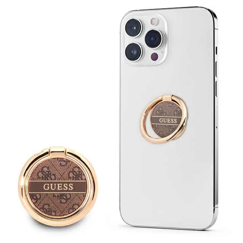 ⁨Guess Ring Stand 4G - Magnetic Phone Finger Holder (Brown)⁩ at Wasserman.eu